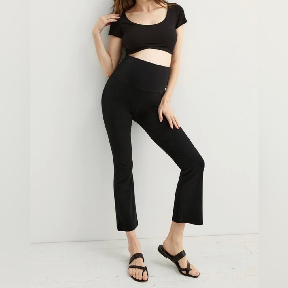 HATCH Maternity | Black Cropped Flare Pants | Medium